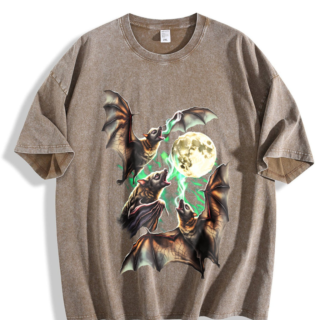 Bats Howling To Moon 90s Vintage Washed T-Shirt product image 3