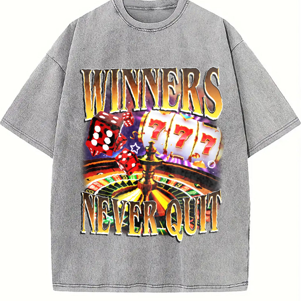 Winners Never Quit Funny Gambling Bootleg Vintage Washed product image 5