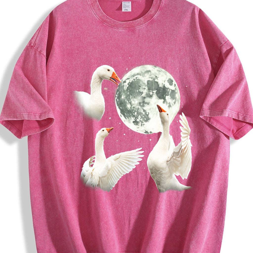 White Goose Howling At Moon 90s Vintage Washed T-Shirt product image 7