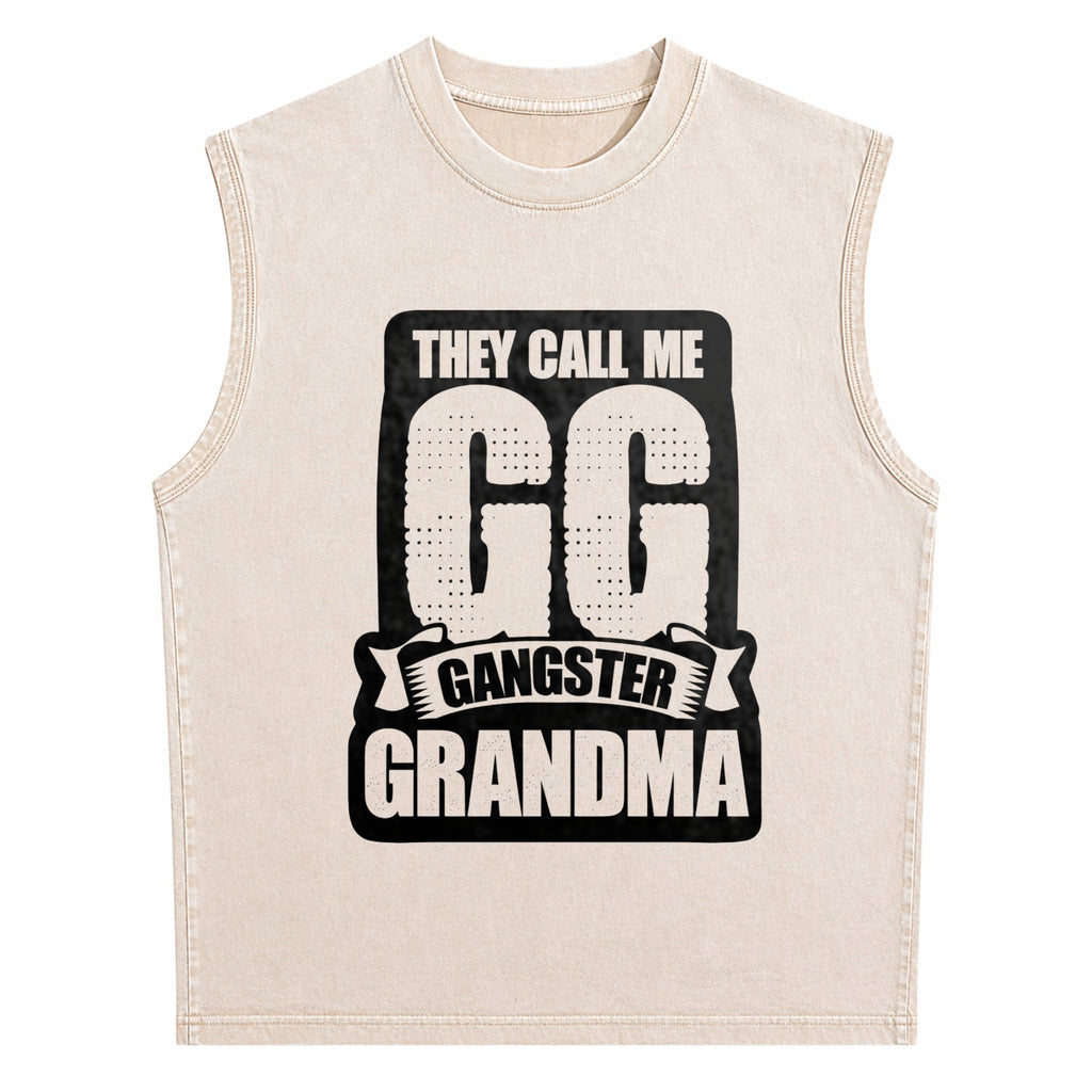 Black They Call Me Gg Gangster Grandma Men's Washed Tank Top