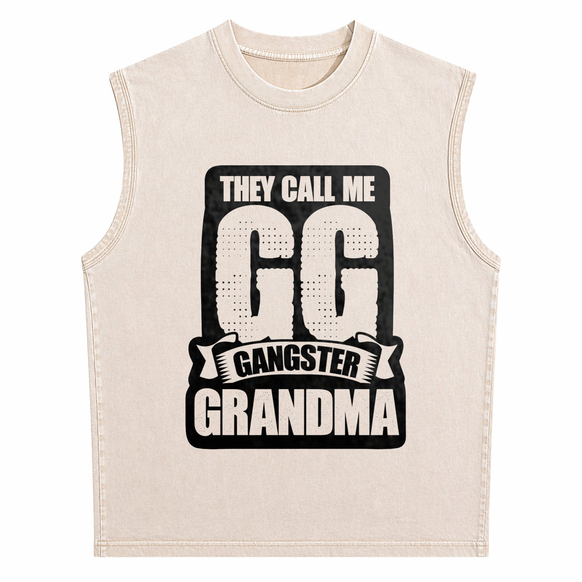 Black They Call Me Gg Gangster Grandma Men's Washed Tank Top