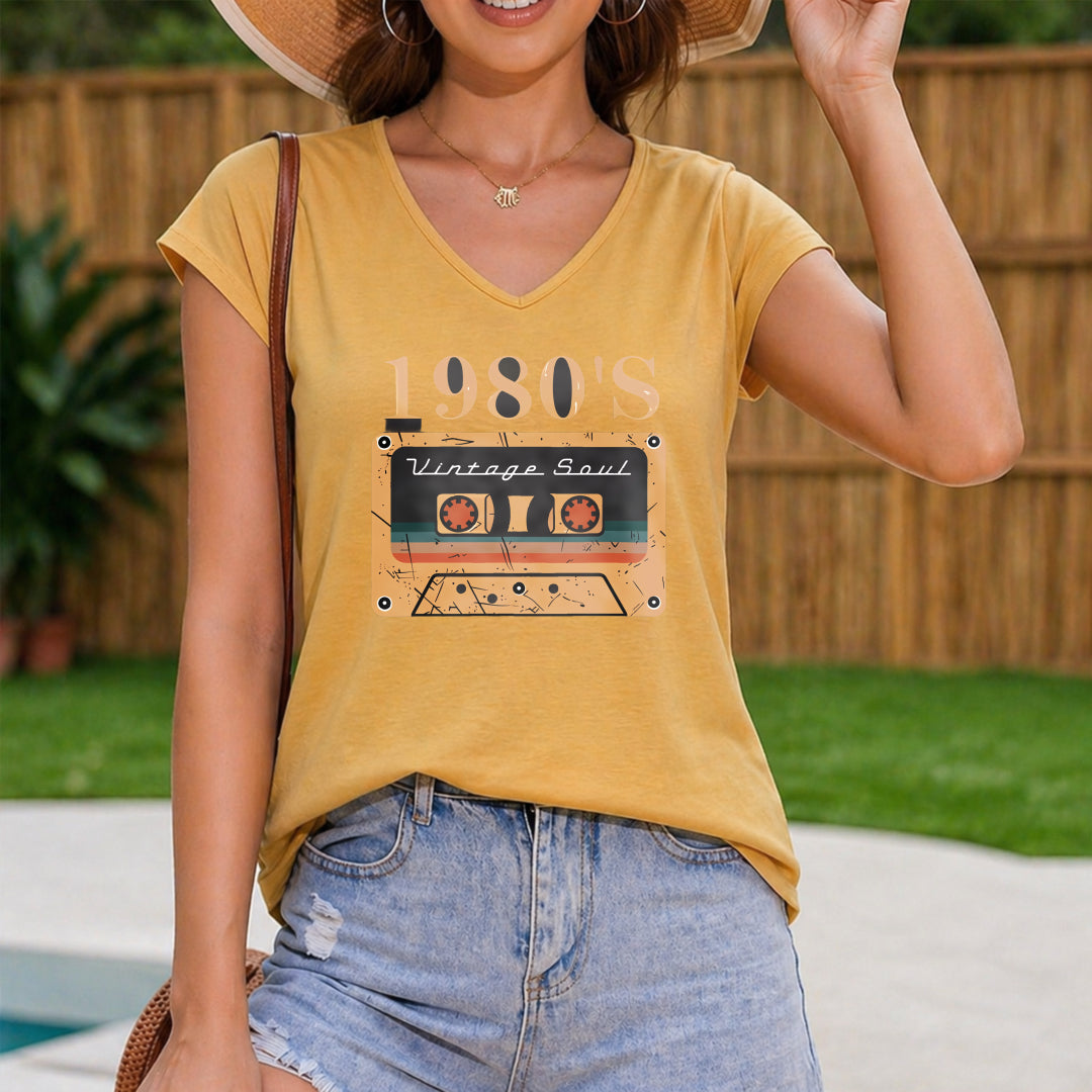 1980's Cassette Women's V-Neck Tank Top