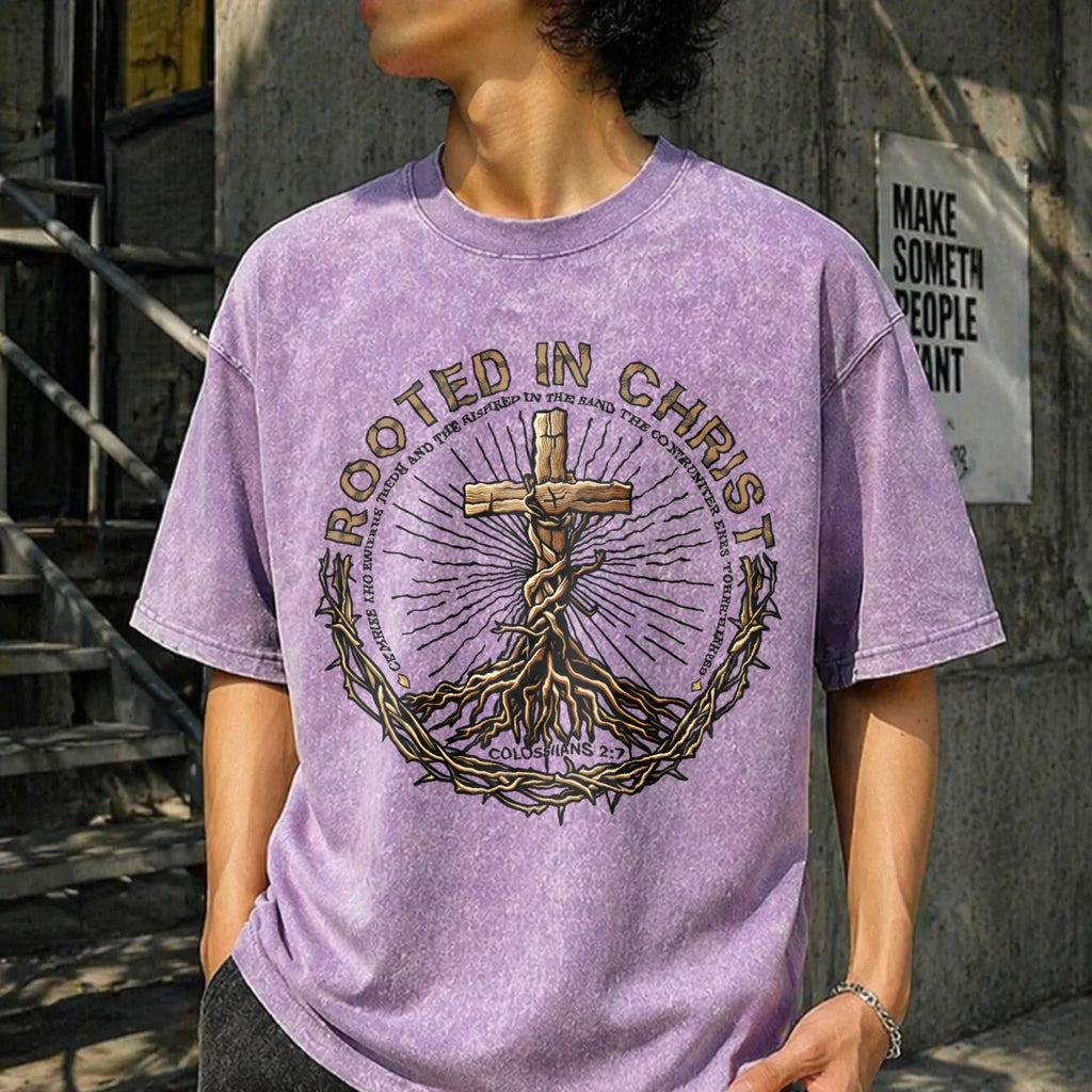 Rooted In Christ Vintage Washed T-Shirt product image 6