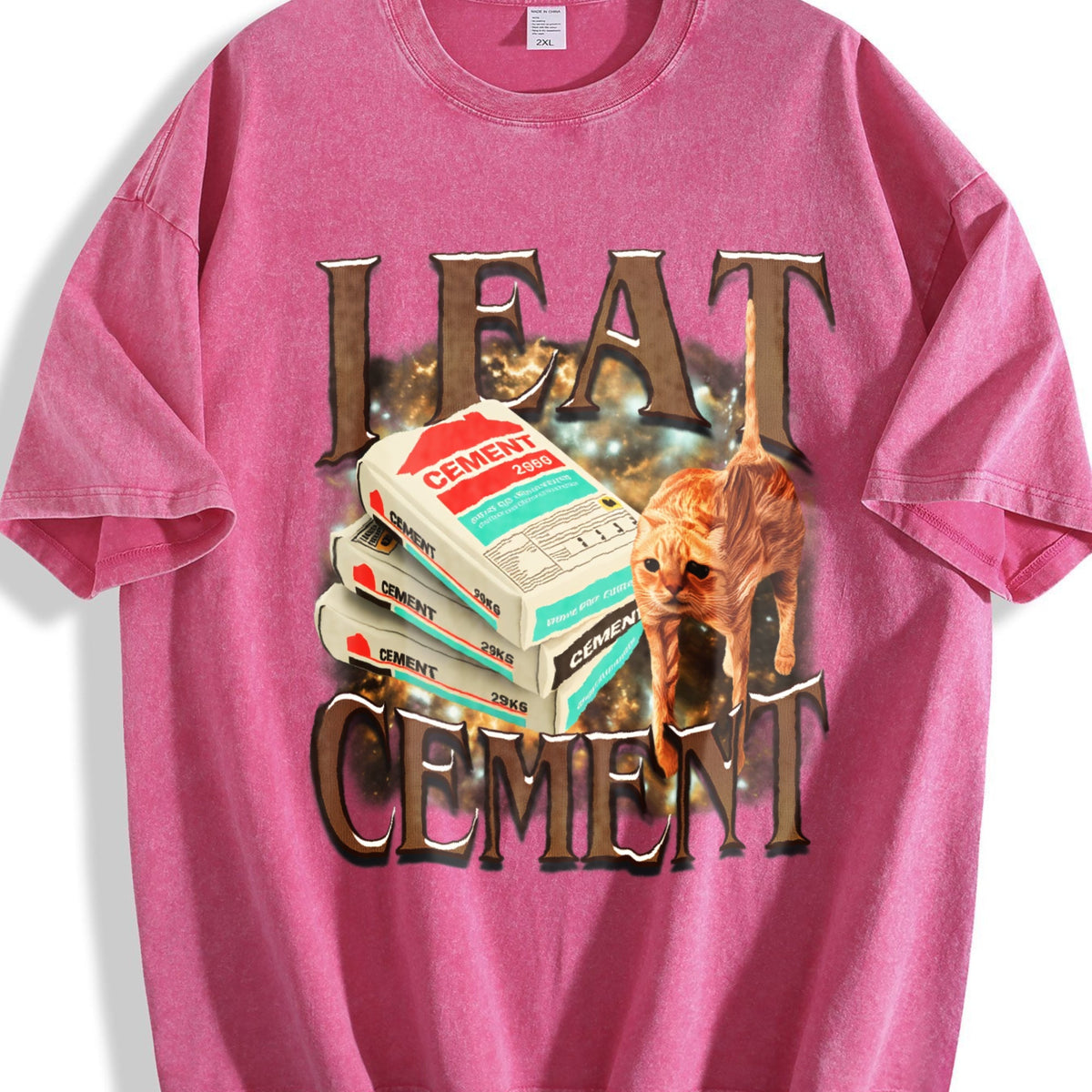 I Eat Cement Funny Cat Meme Vintage Washed T-Shirt product image 7