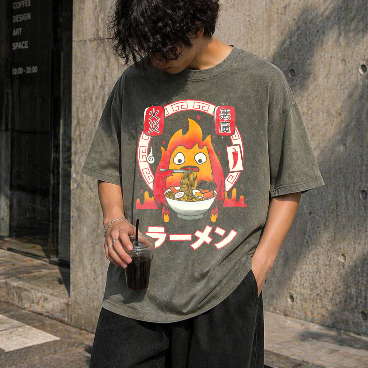 Howl's Moving Castle Calcifer Ramen - Ghibli Vintage Washed product image 4