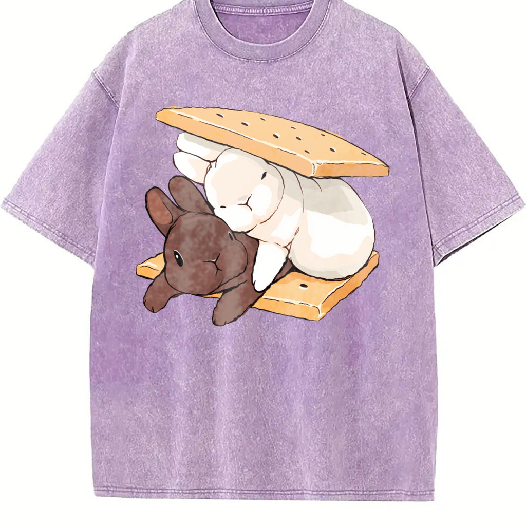 Two Rabbits Lying Vintage Washed T-Shirt product image 6