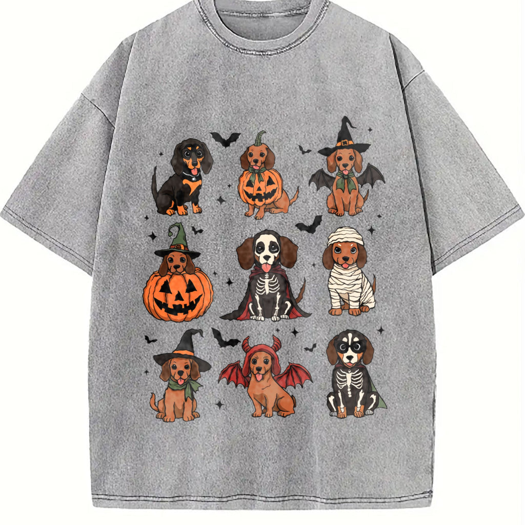 Halloween Dachshund Vintage Washed T-Shirt product image 4