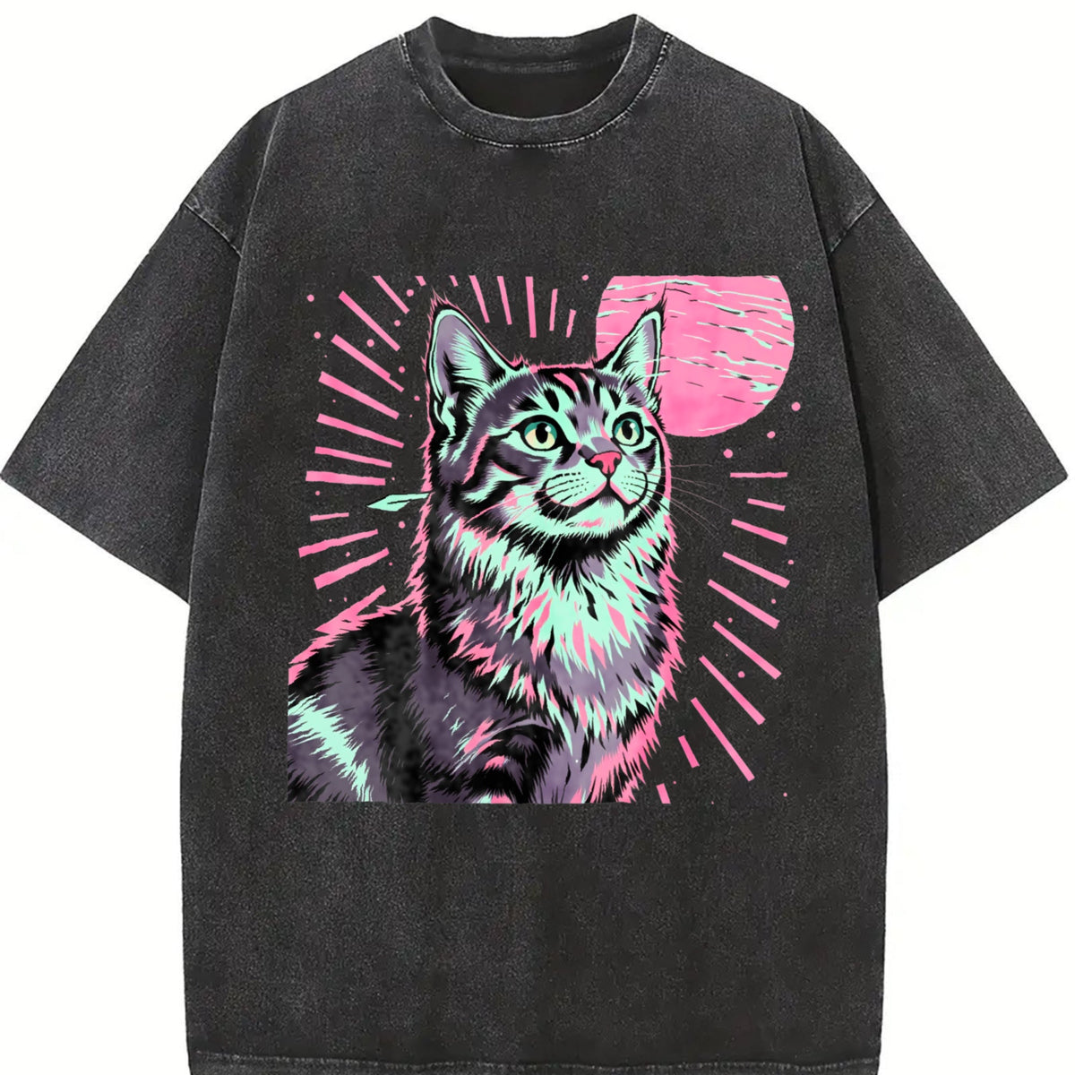 futuristic Cat Vintage Washed T-Shirt product image 2