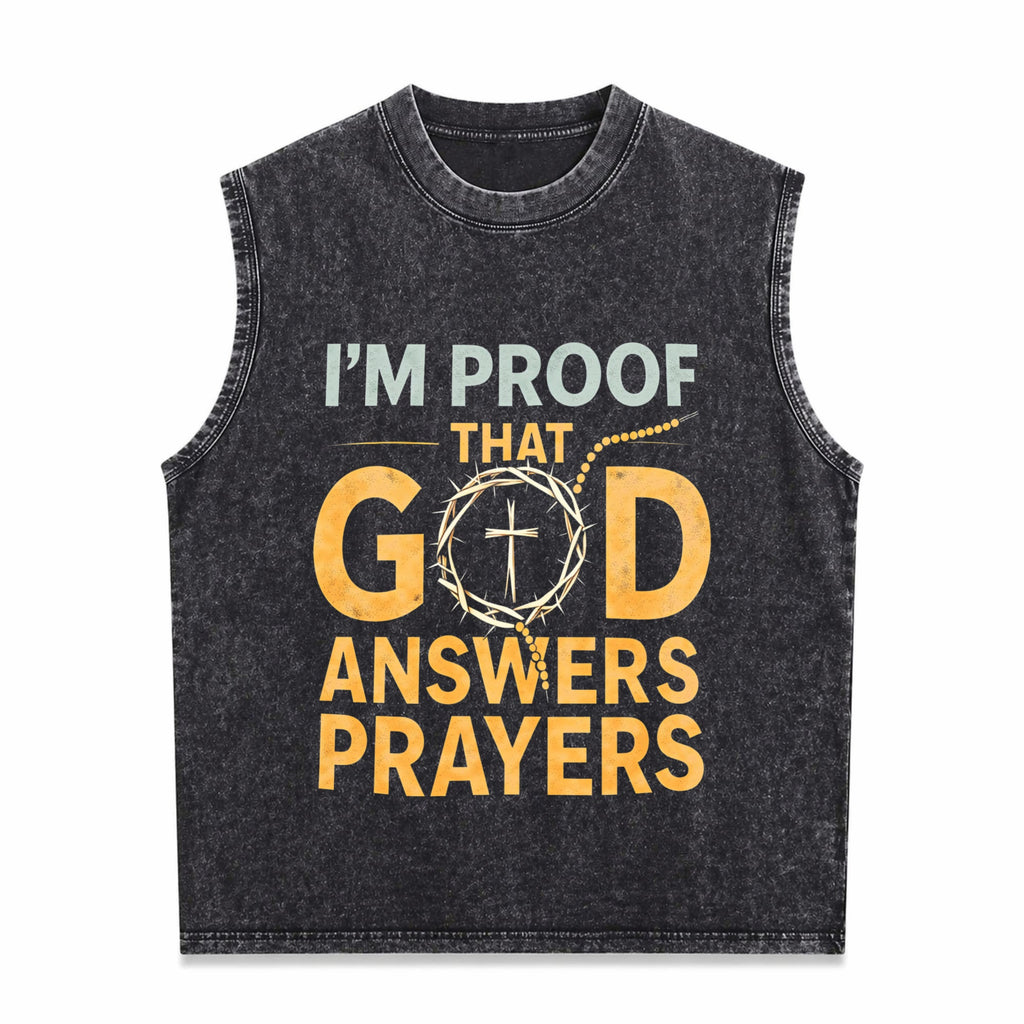 Christian I Am God's Response To Prayer With Crown Men's Washed Tank Top