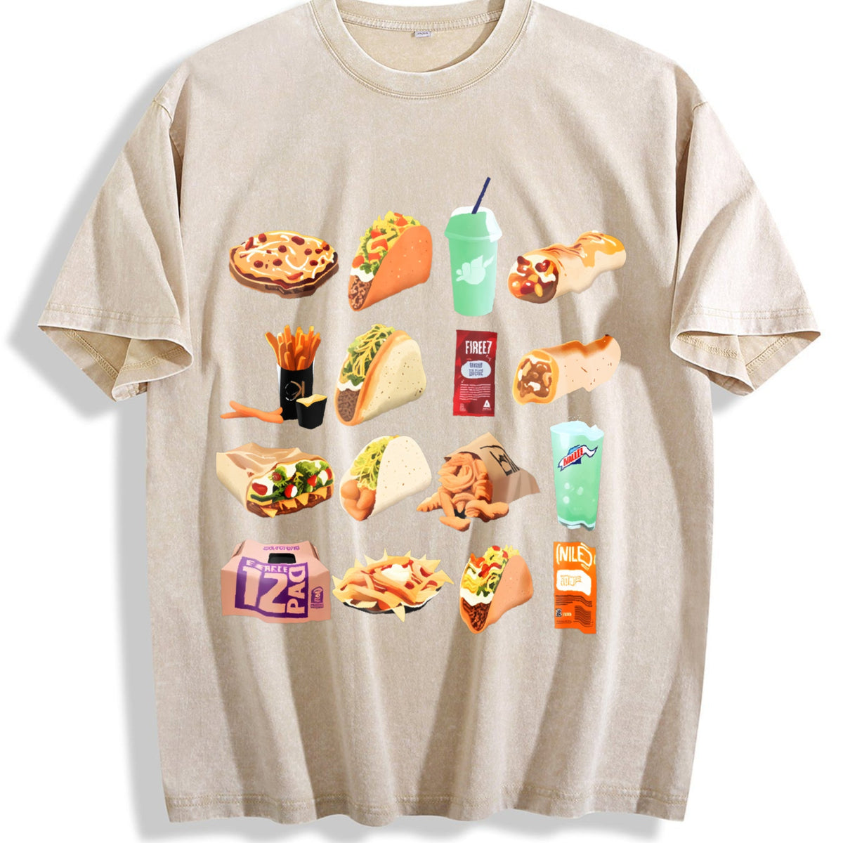 Mexican Food Tacos Vintage Washed T-Shirt product image 1