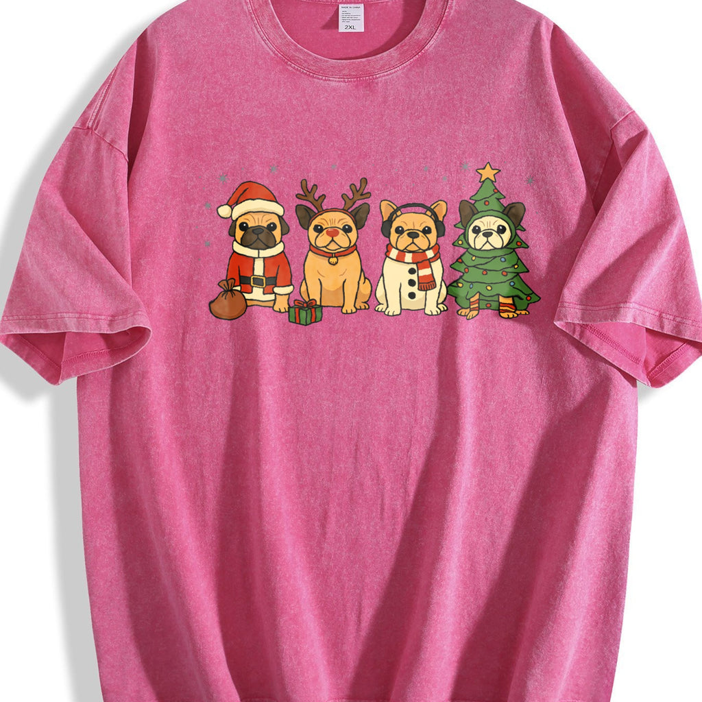 Christmas French Bulldog Vintage Washed T-Shirt product image 5