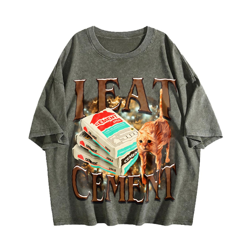 I Eat Cement Funny Cat Meme Vintage Washed T-Shirt product image 4