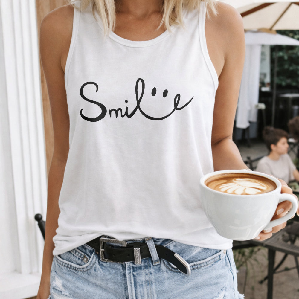 I-shaped - Smile Letter & Joyful Face Women's Tank Top