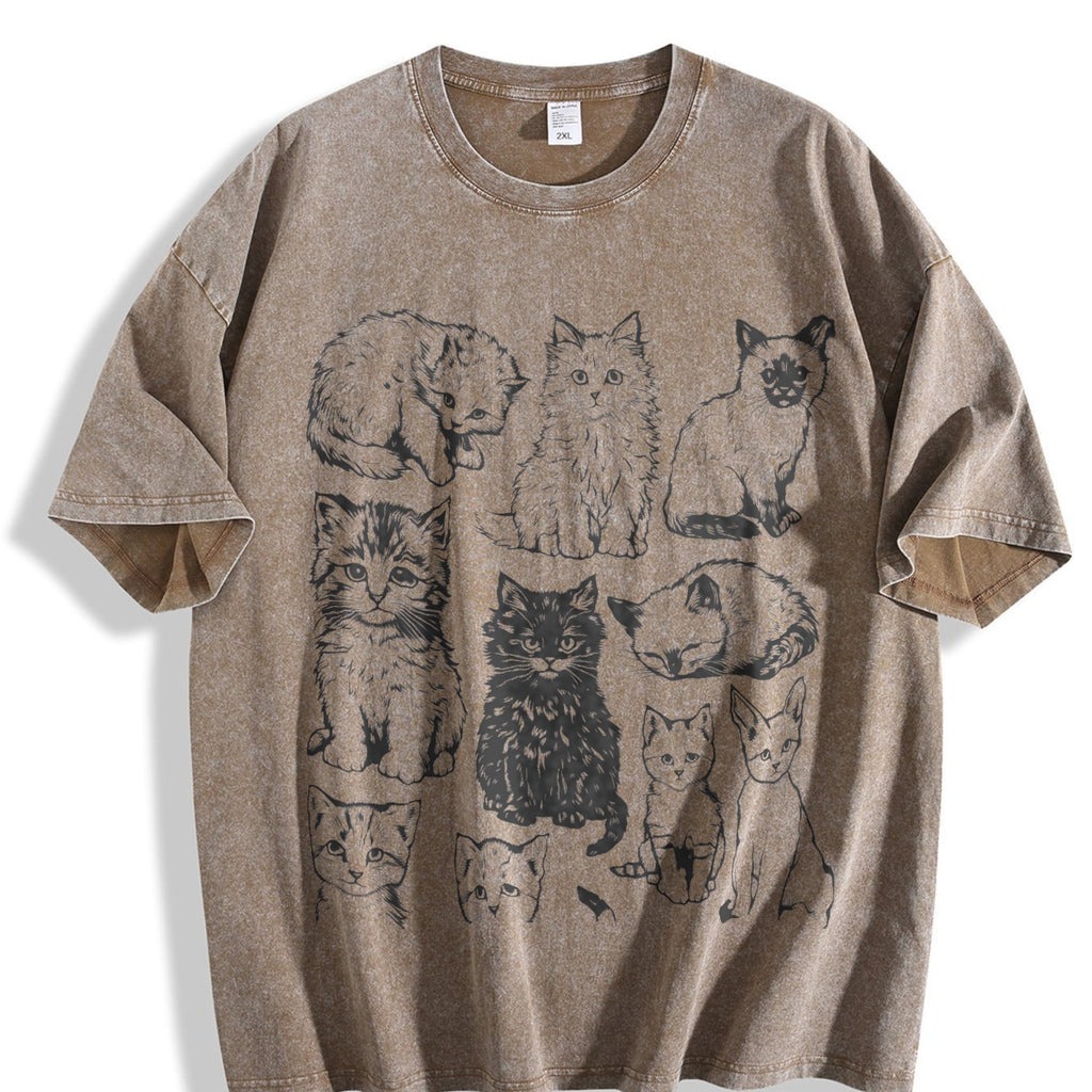Cats 90s Tattoo Vintage Washed T-Shirt product image 3