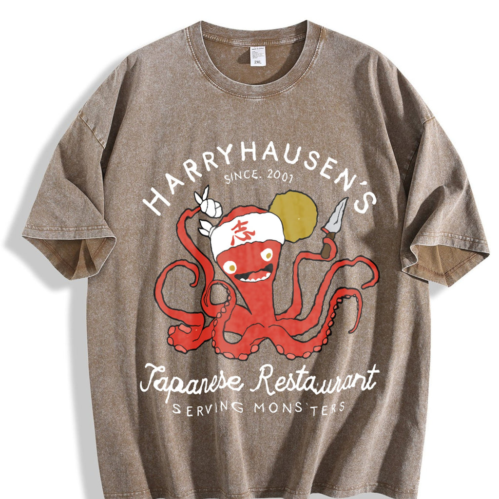 Summer With Octopus Vintage Washed T-Shirt product image 3