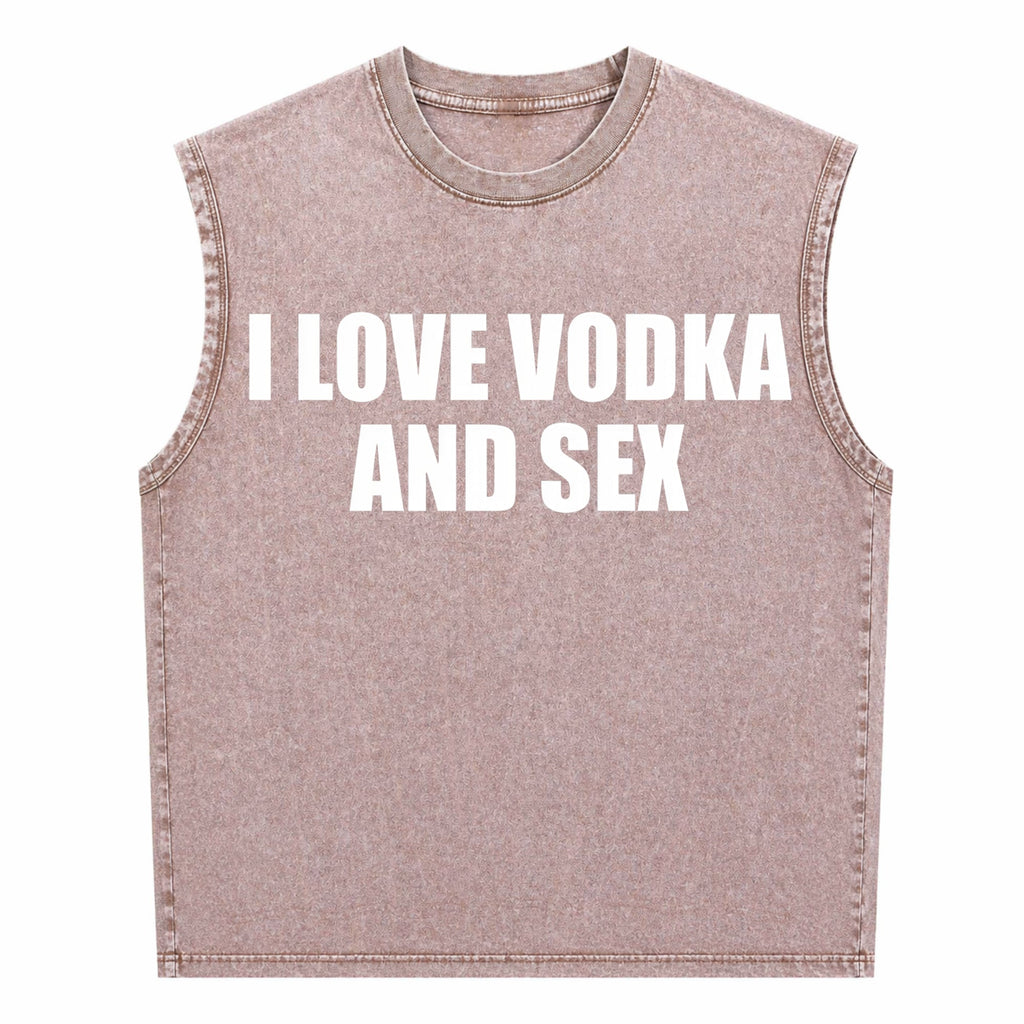 I Love Vodka And Sex Y2K Iconic Funny Meme Club Party Men's Washed Tank Top