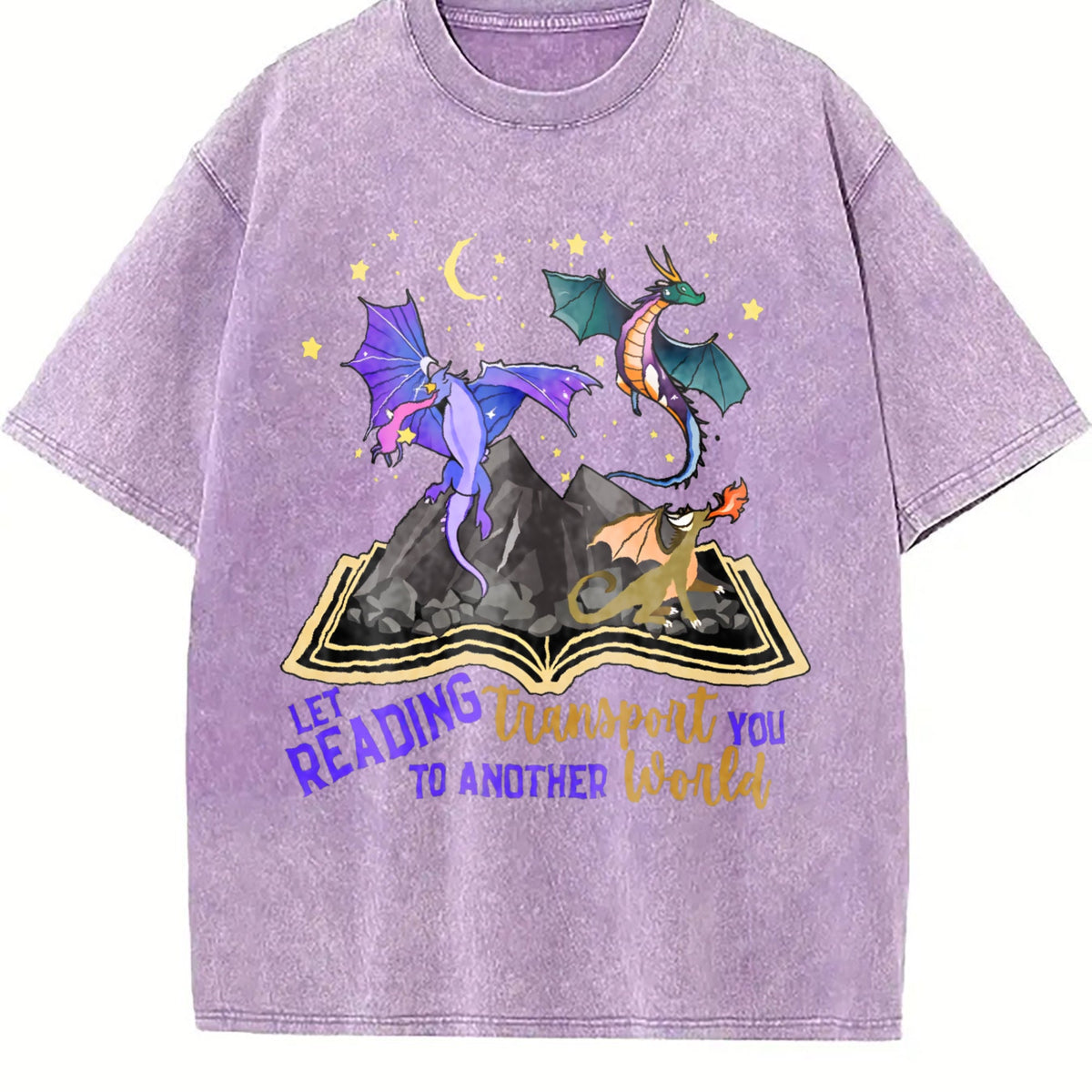 Let Reading Transport You Dragon Book Vintage Washed T-Shirt product image 6