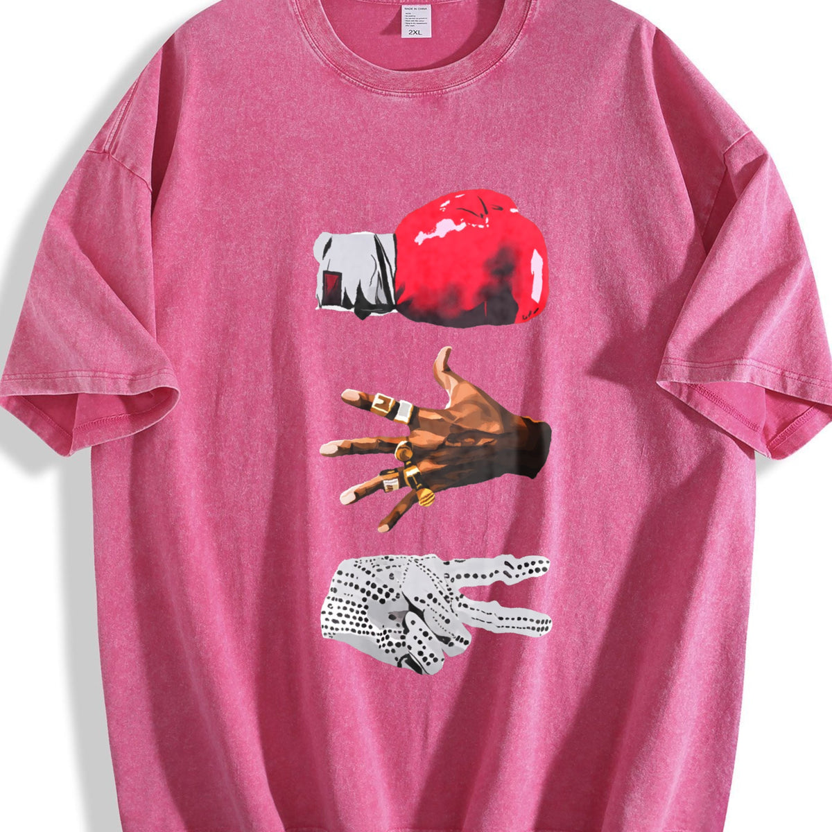 Red Fist And Golden Ring Gestures Vintage Washed T-Shirt