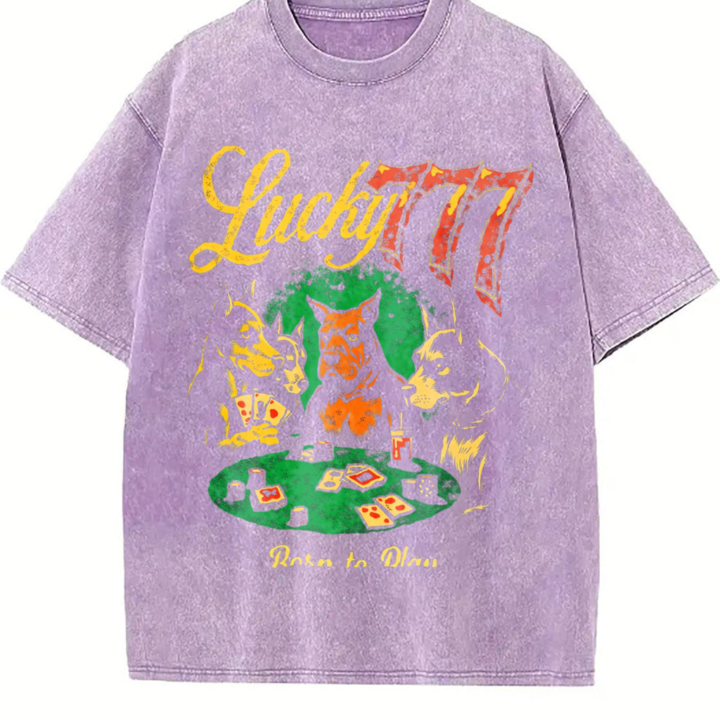 Lucky 777 Poker Dog Vintage Washed T-Shirt product image 6