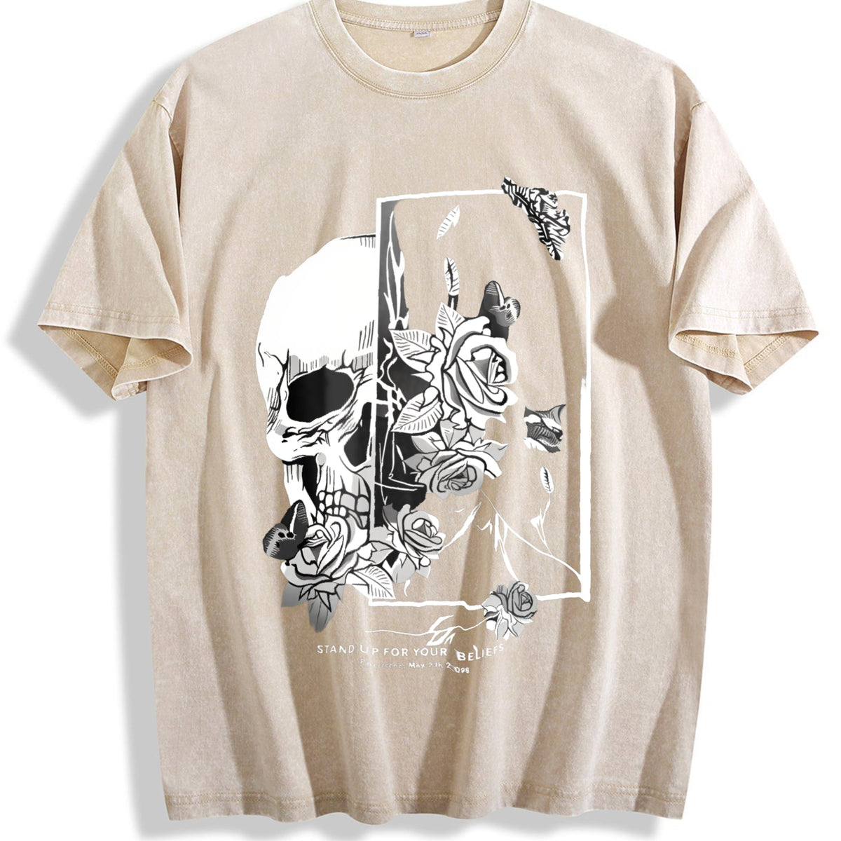Gothic Skull & Rose - Dark Art Vintage Washed T-Shirt product image 1