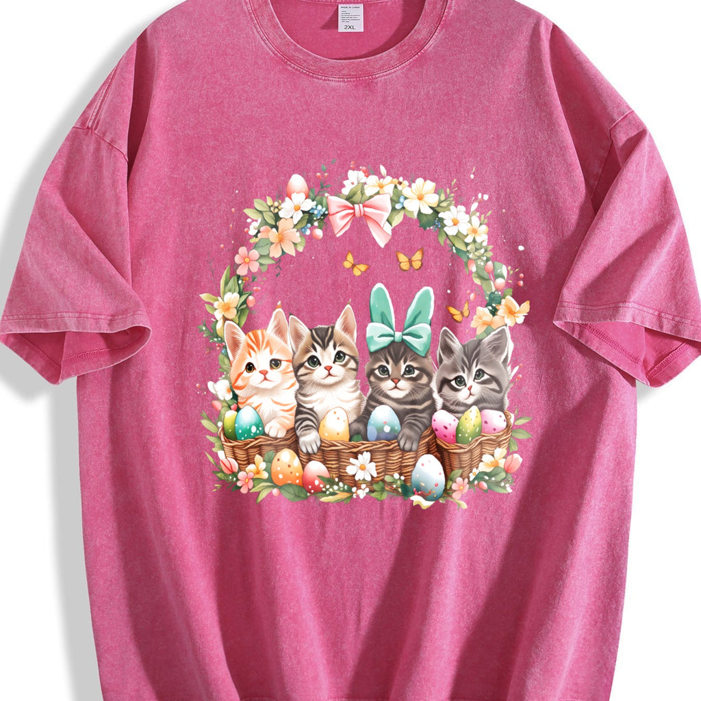 Ladies' Summer Cat In Easter Basket Vintage Washed T-Shirt product image 7