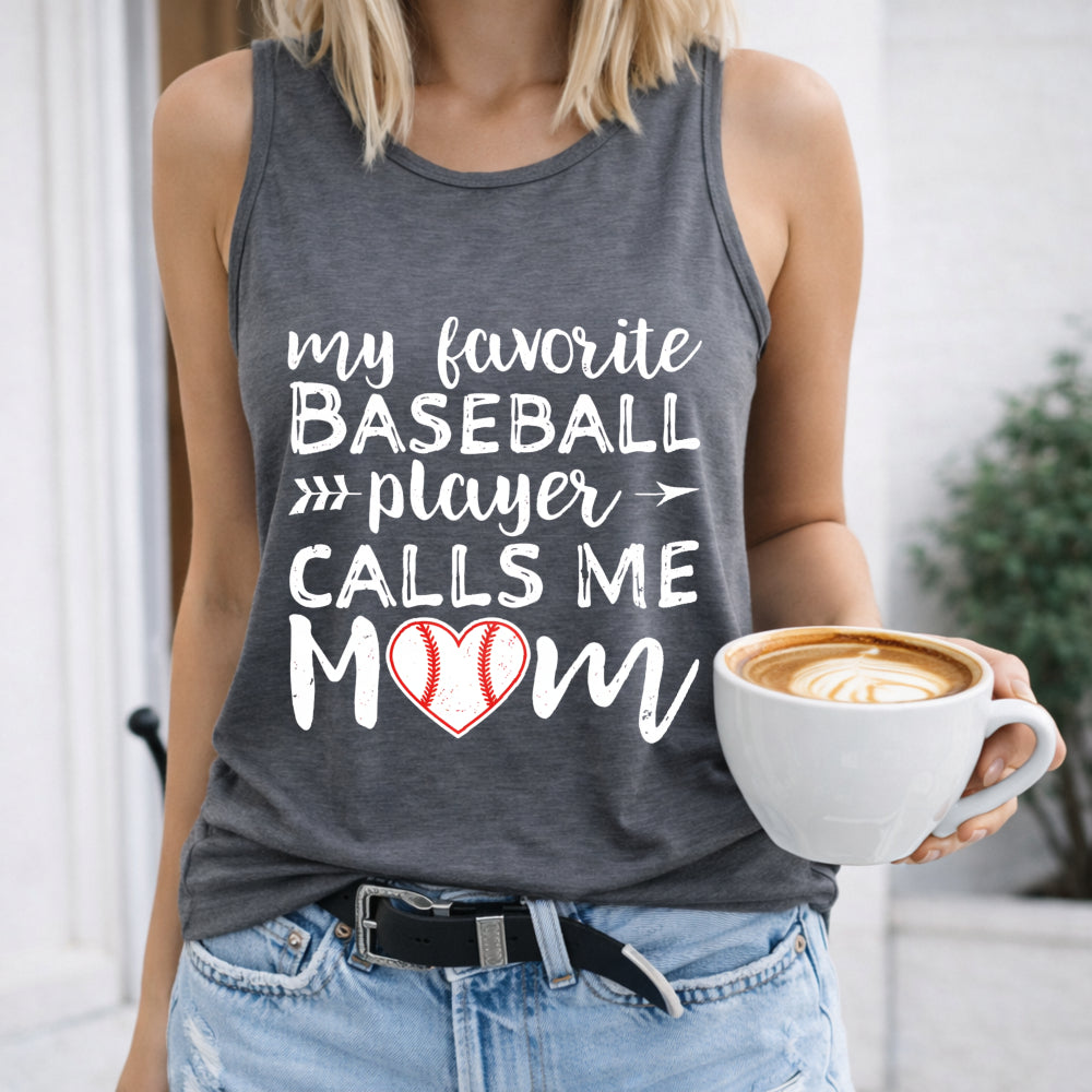 Baseball Mom - Red With Heart & Letter Women's Tank Top
