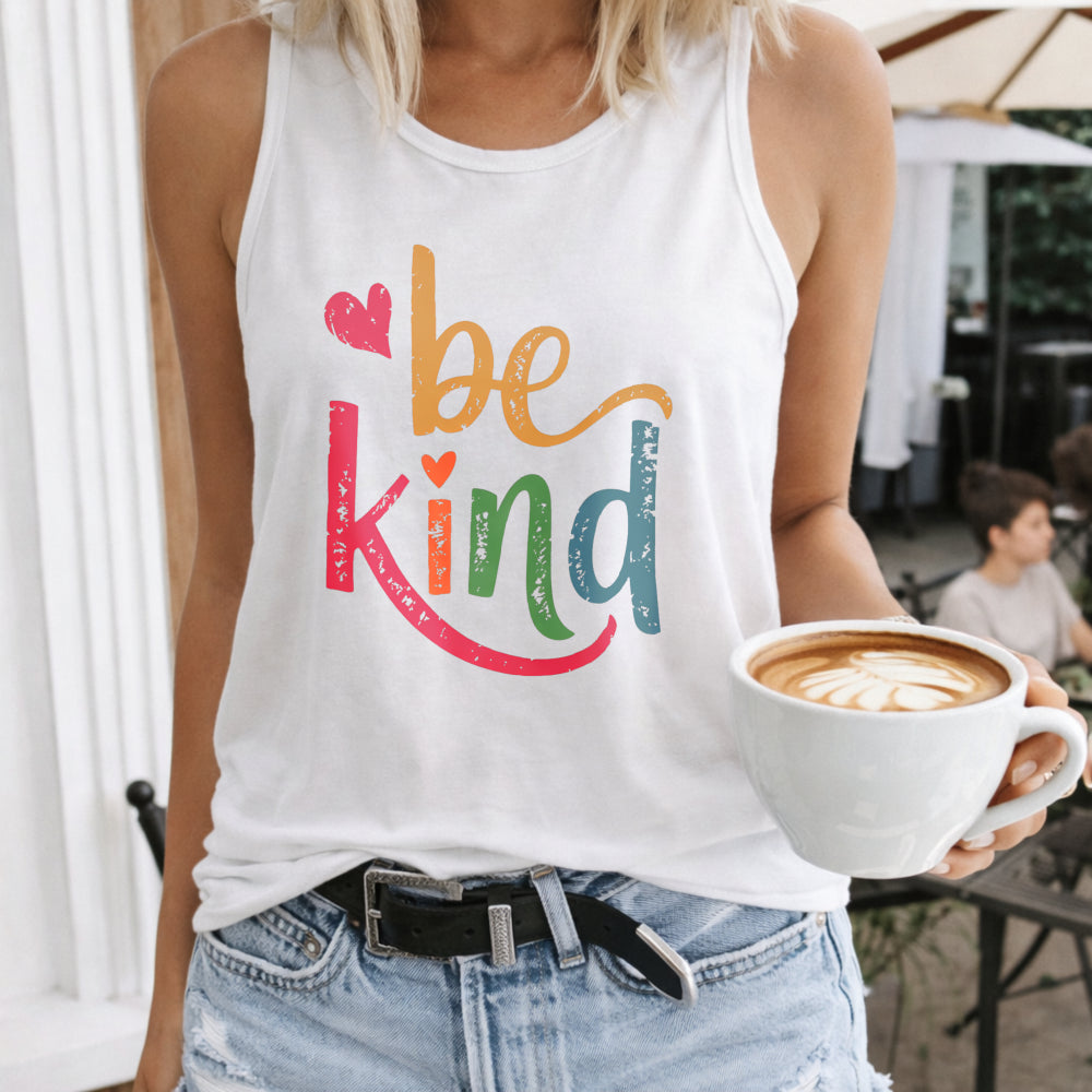 Be Kind Rainbow Lettering Women's Tank Top