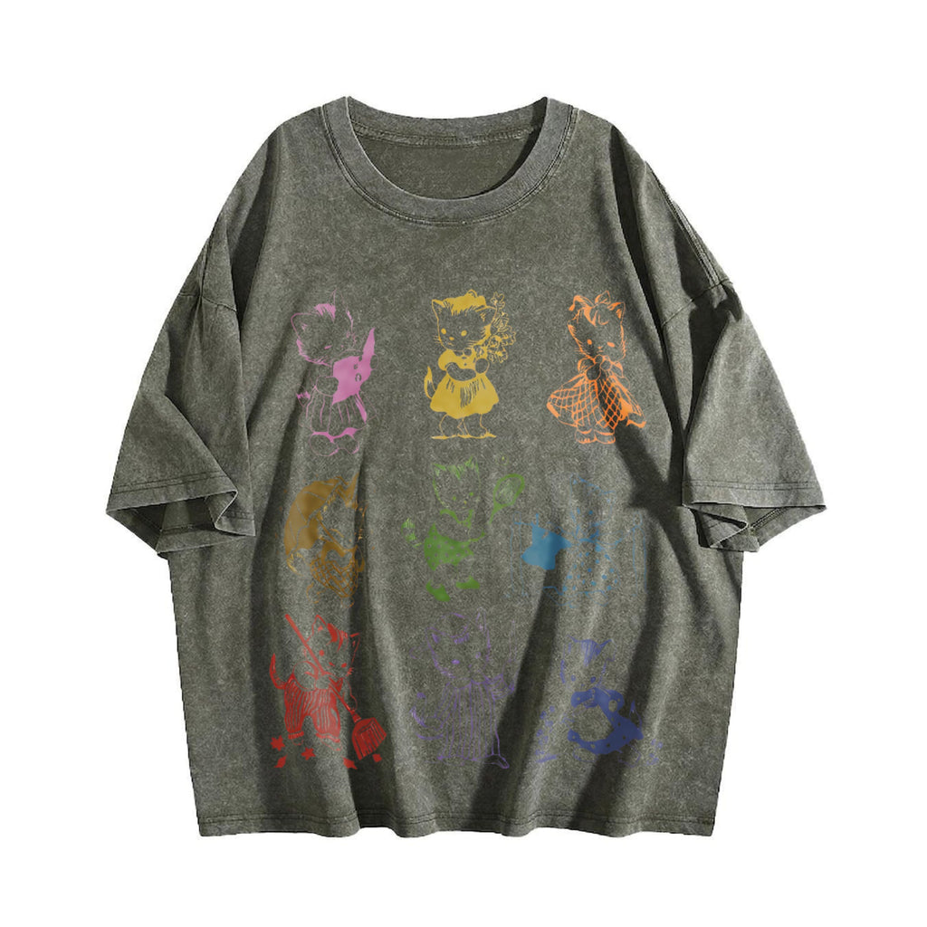 Cat 90s Tattoo Vintage Washed T-Shirt product image 4
