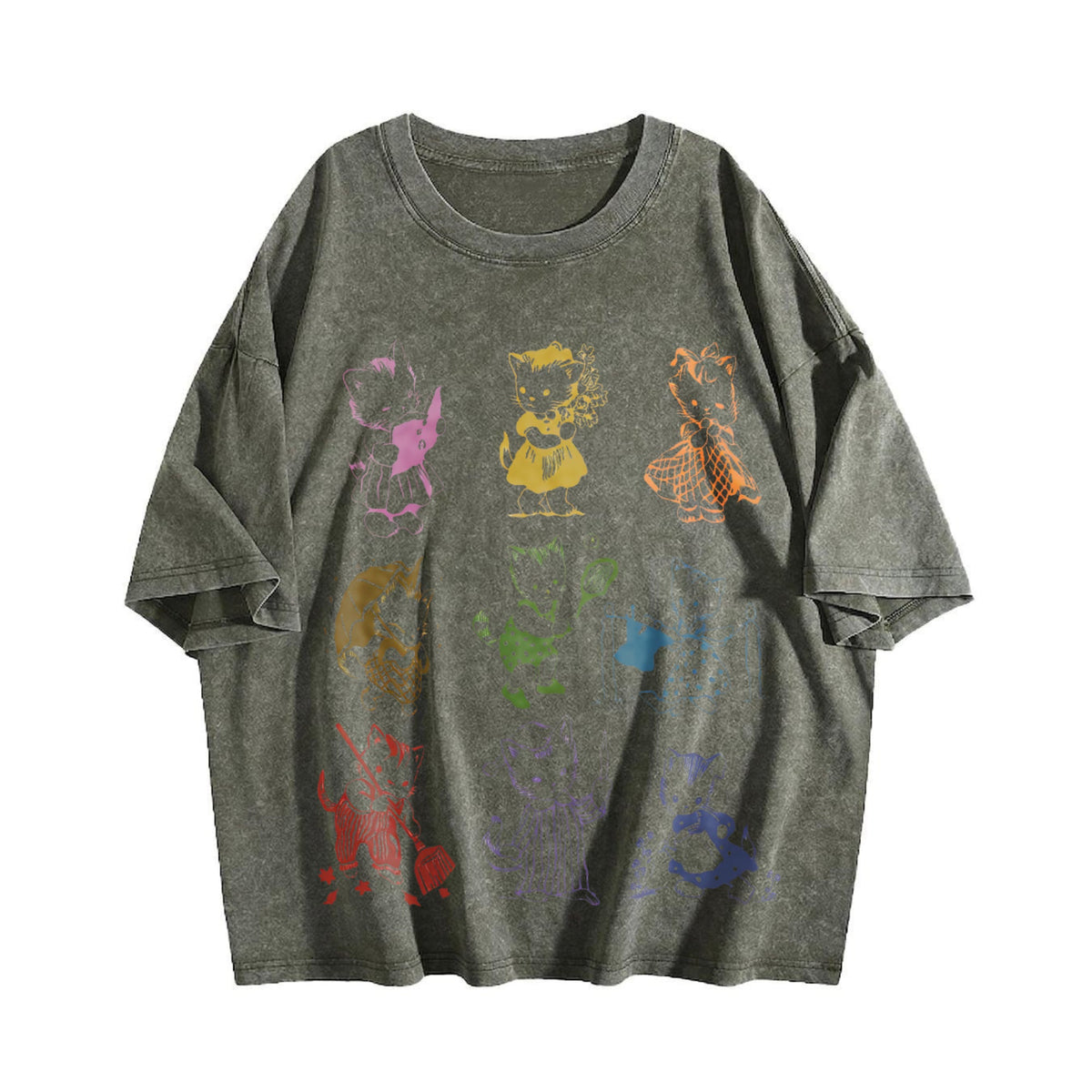 Cat 90s Tattoo Vintage Washed T-Shirt product image 4