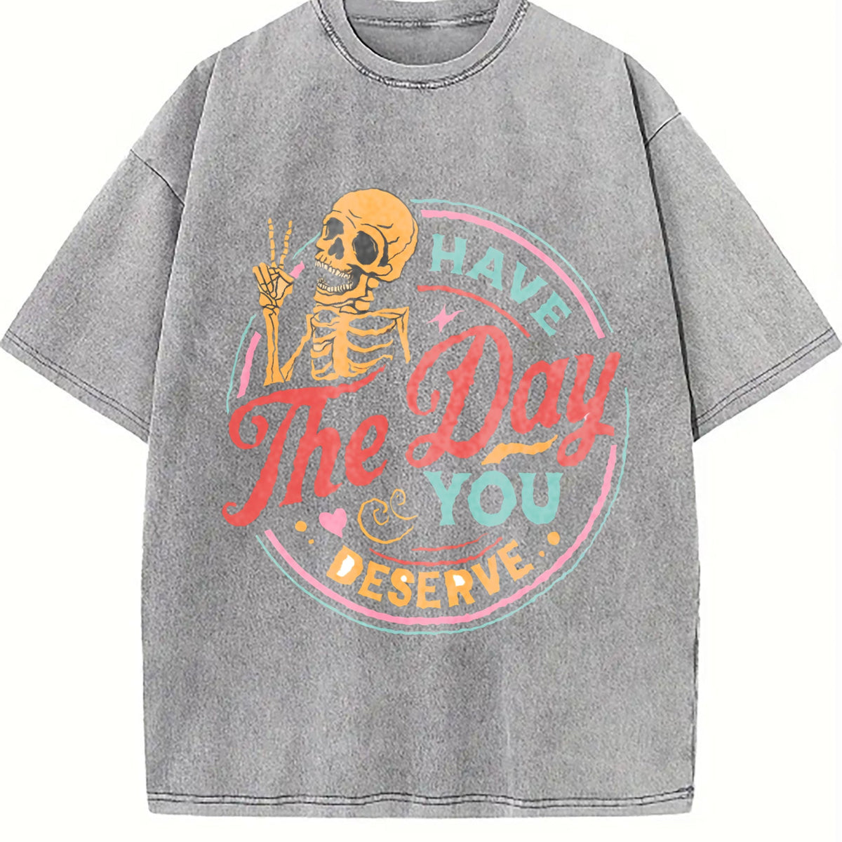 Skeleton Peace Sign Have The Day You Deserve Boxy Vintage product image 5