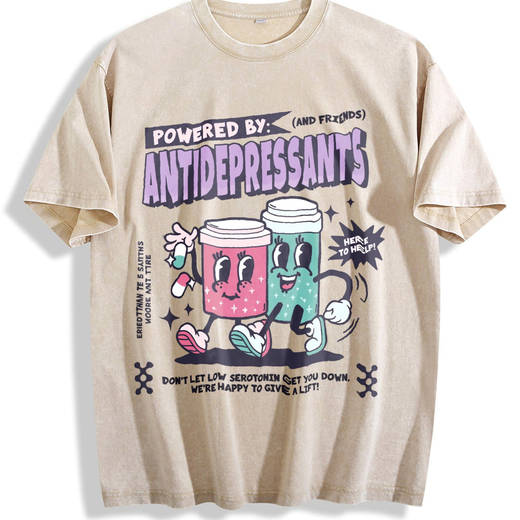 Powered By Antidepressants Vintage Washed T-Shirt product image 1
