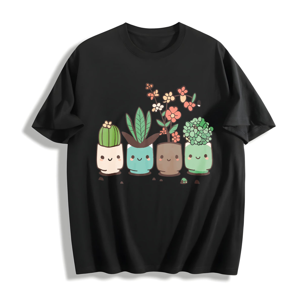 Cute Cartoon Potted Plant Cotton T-Shirt product image 1