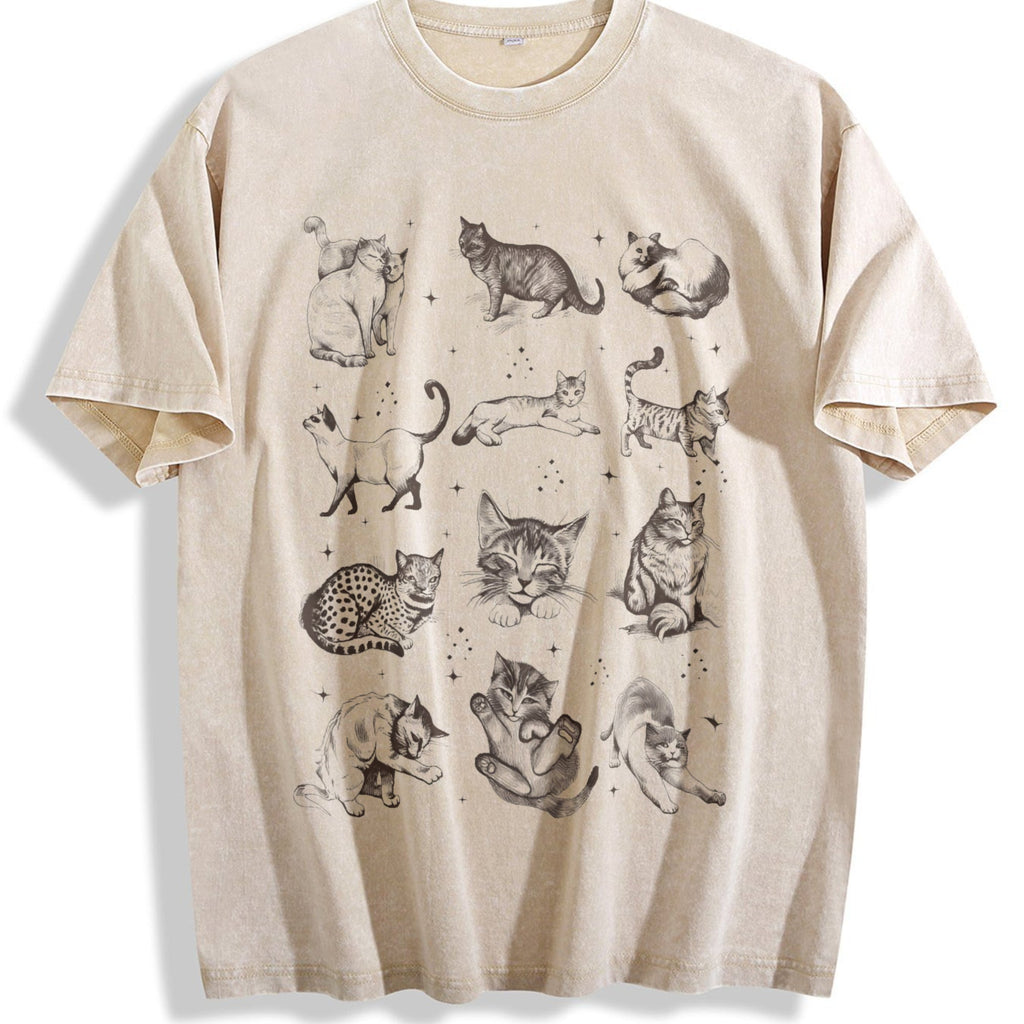 Cats 90s Tattoo Vintage Washed T-Shirt product image 1