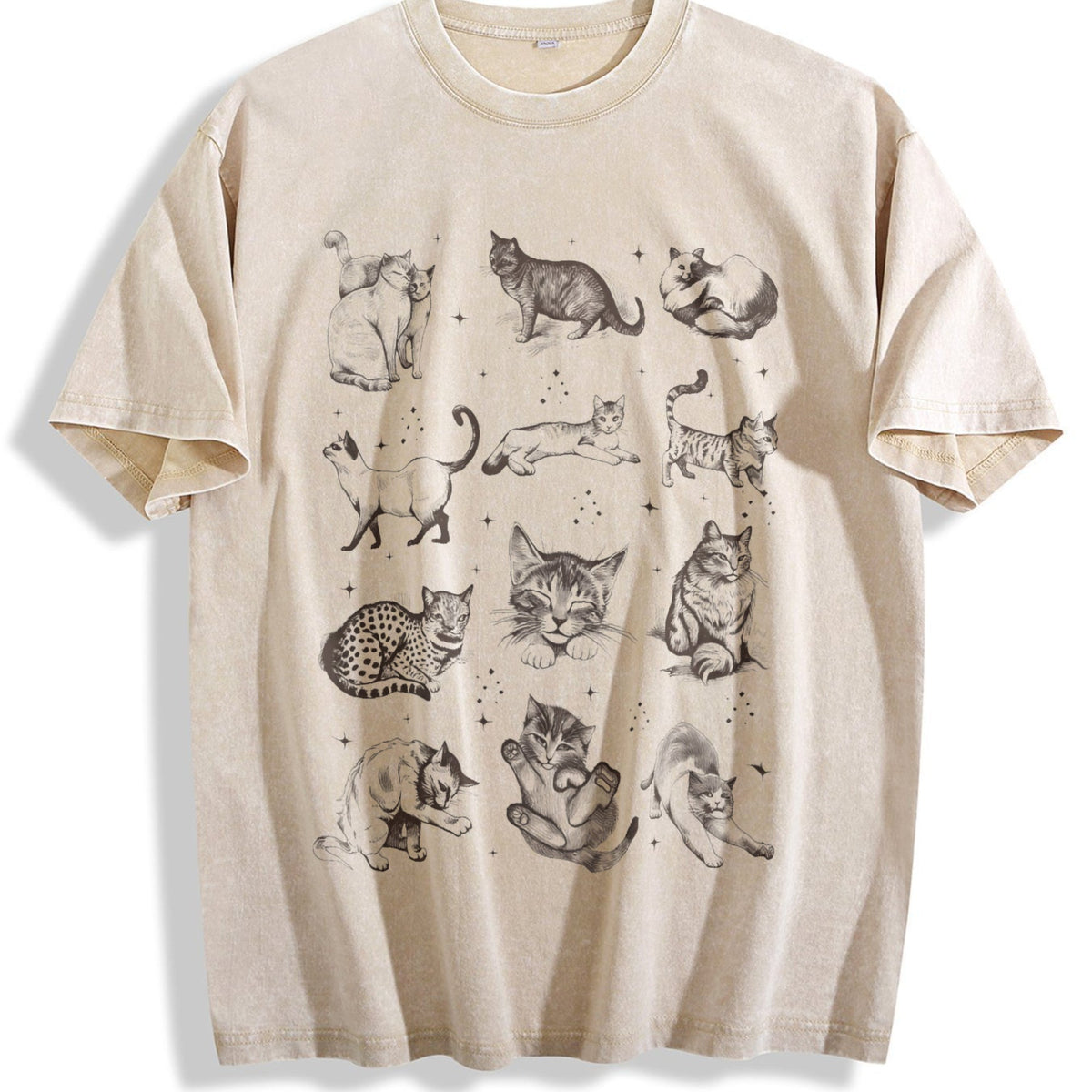Cats 90s Tattoo Vintage Washed T-Shirt product image 1