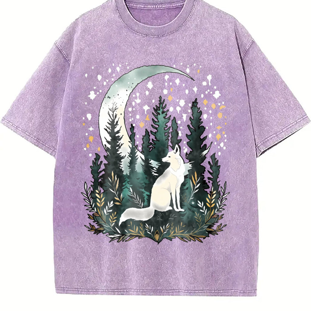 Bohemian Night Fox & Pine Forest - Stretch Vintage Washed product image 6