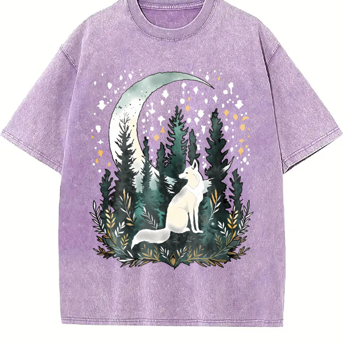Bohemian Night Fox & Pine Forest - Stretch Vintage Washed product image 6