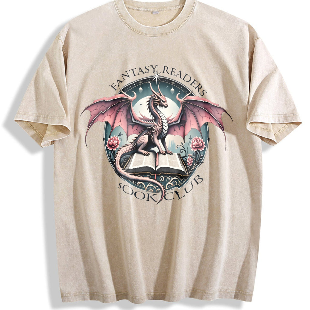Fantasy Readers Book Club Dragon Vintage Washed T-Shirt product image 1
