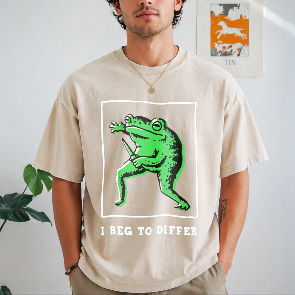 I Disagree Batik With Green Frog Vintage Washed T-Shirt product image 1