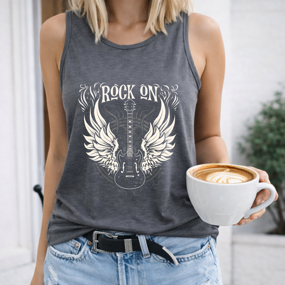 Rock On Winged Guitar Women's Tank Top