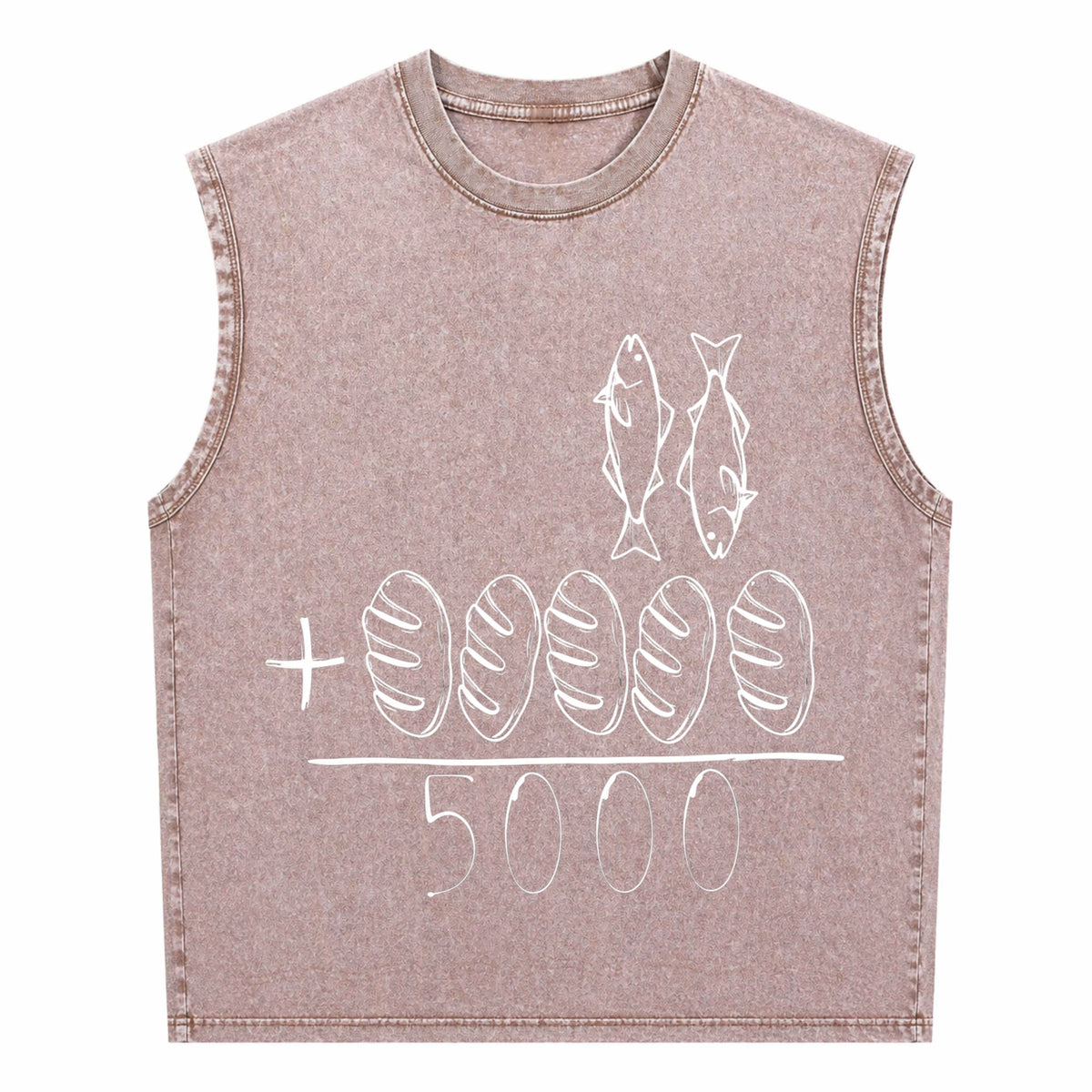 2 Fishes 5 Breads Jesus Feeds The 5000 Christian Bible Men's Washed Tank Top