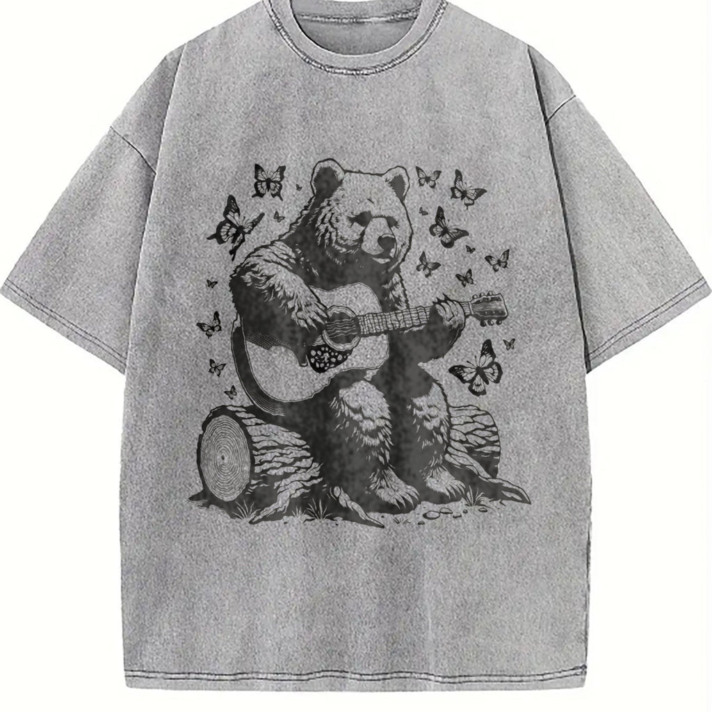 Bear Playing Guitar Vintage Washed T-Shirt product image 5