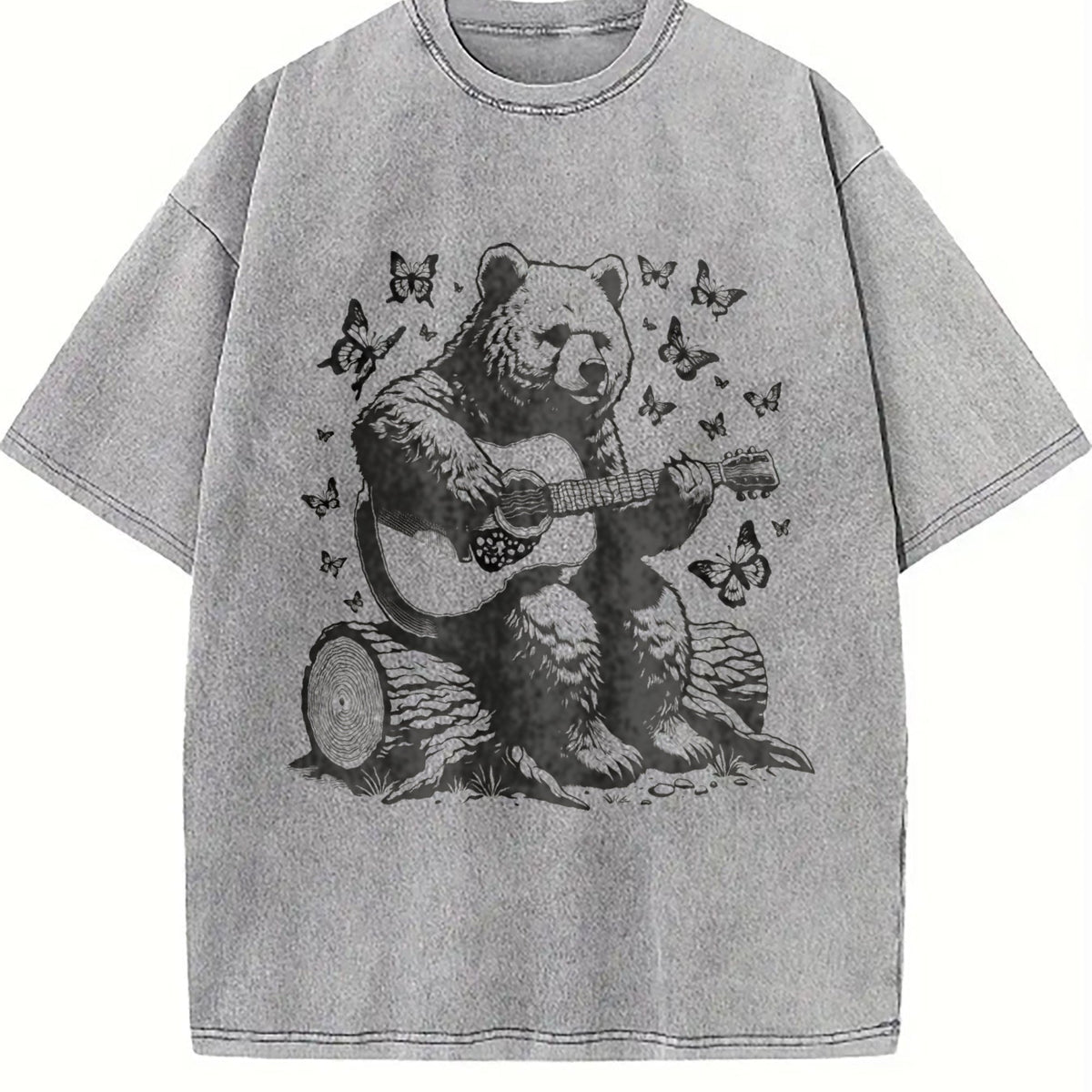 Bear Playing Guitar Vintage Washed T-Shirt product image 5