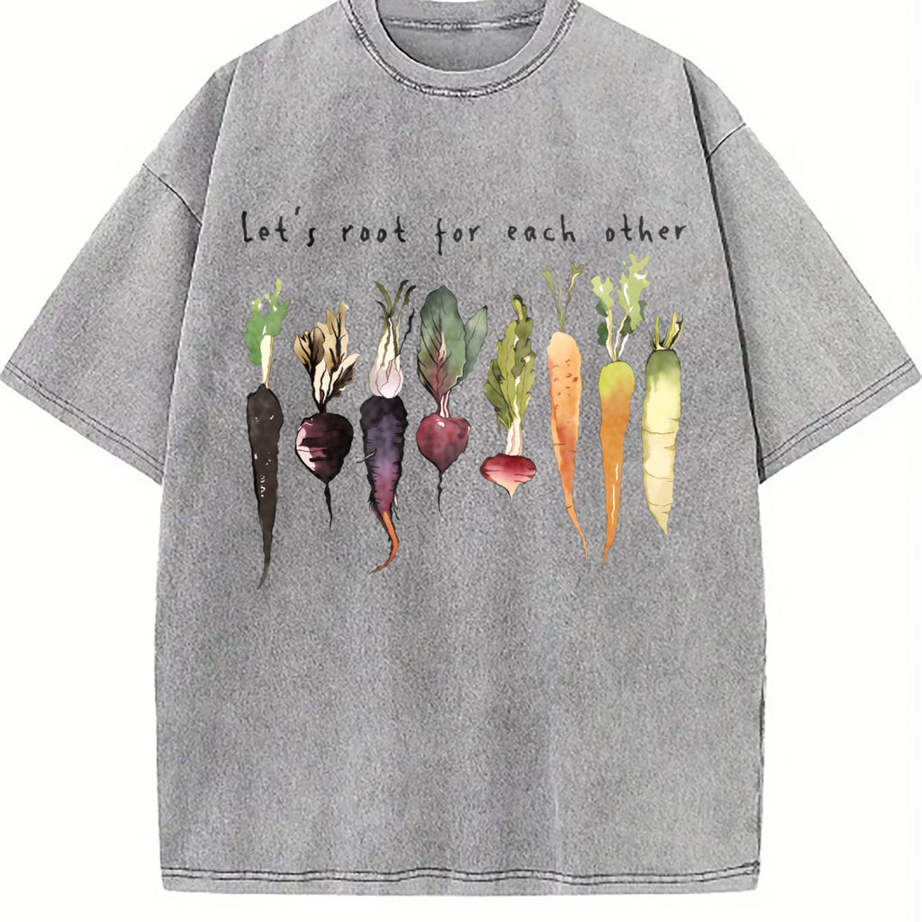 Letter And Various Radish Root Summer Vintage Washed T-Shirt product image 5