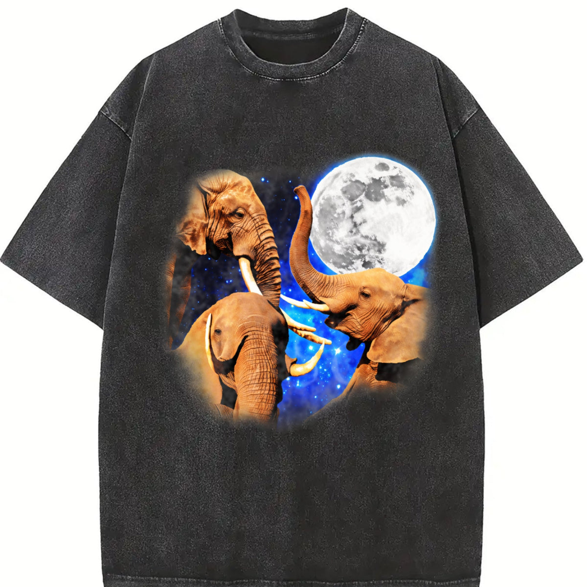 Three Elephants Moon 90s Vintage Washed T-Shirt product image 2