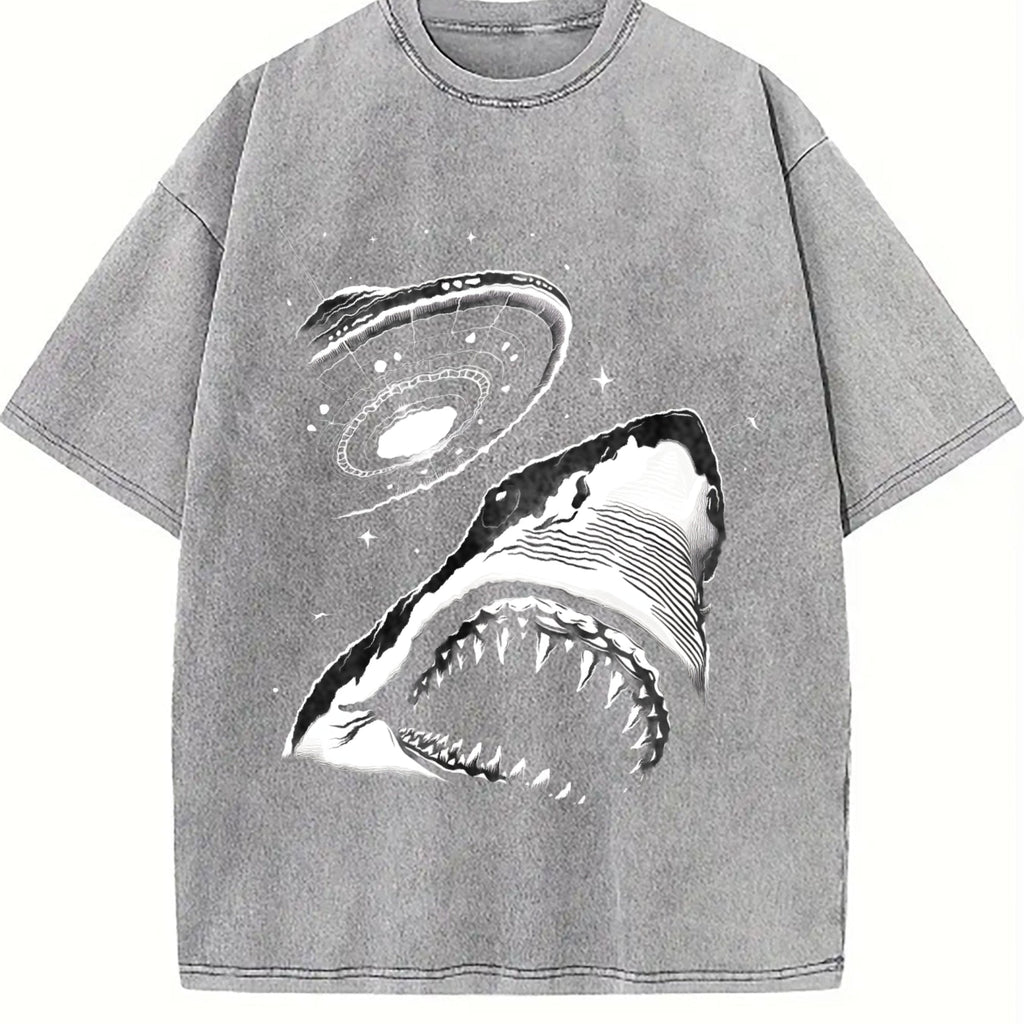 Shark Selfie With UFO 90s Vintage Washed T-Shirt product image 5