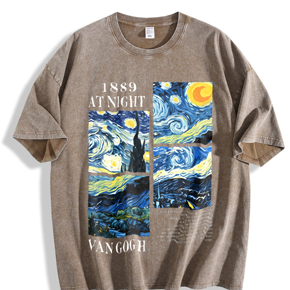 Starry Night Art Collage Vintage Washed T-Shirt product image 3