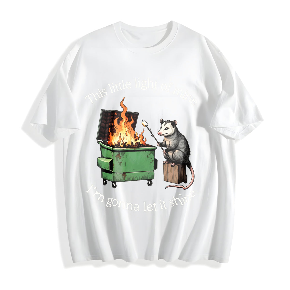 Funny Parody : Dumpster Fire Possum Cotton T-Shirt product image 2