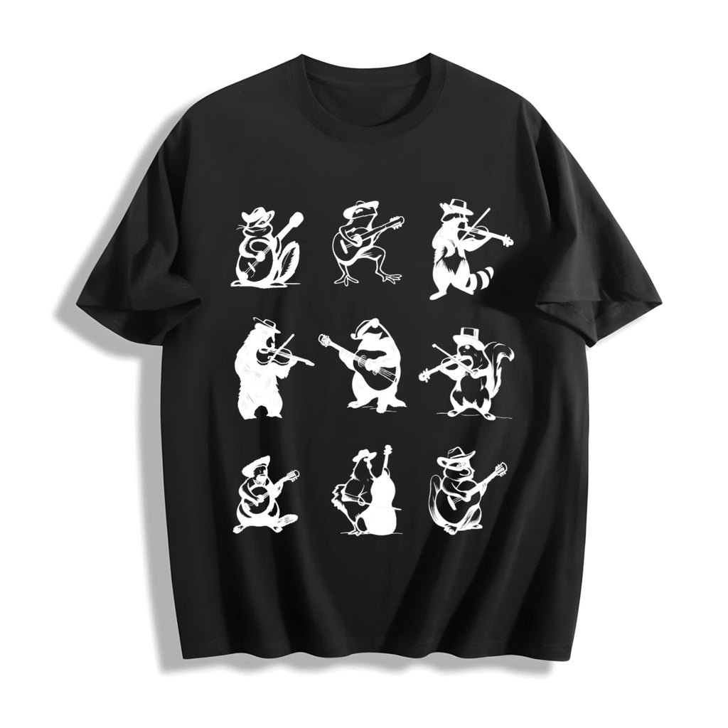 Animals Playing Music Funny Cotton T-Shirt product image 1