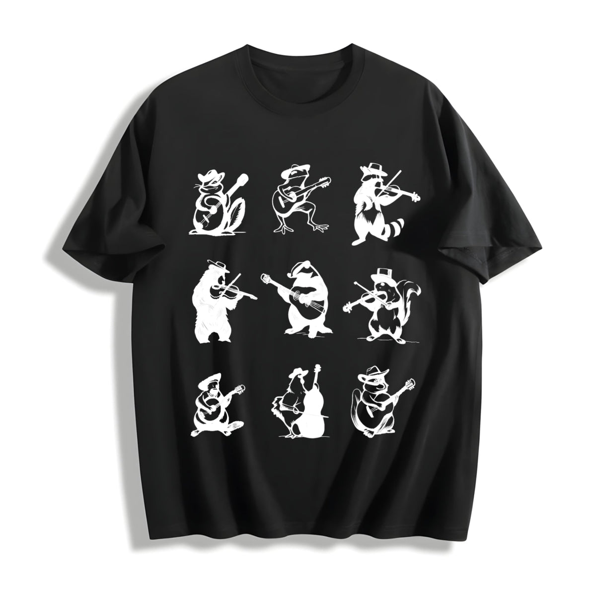 Animals Playing Music Funny Cotton T-Shirt product image 1