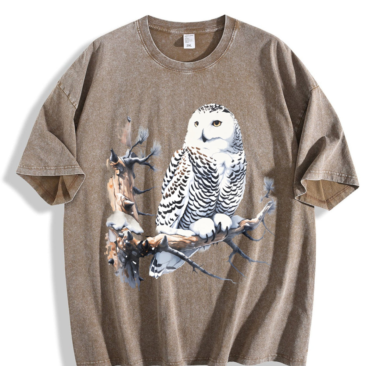 Snow Owl Nature 90s Vintage Washed T-Shirt product image 3